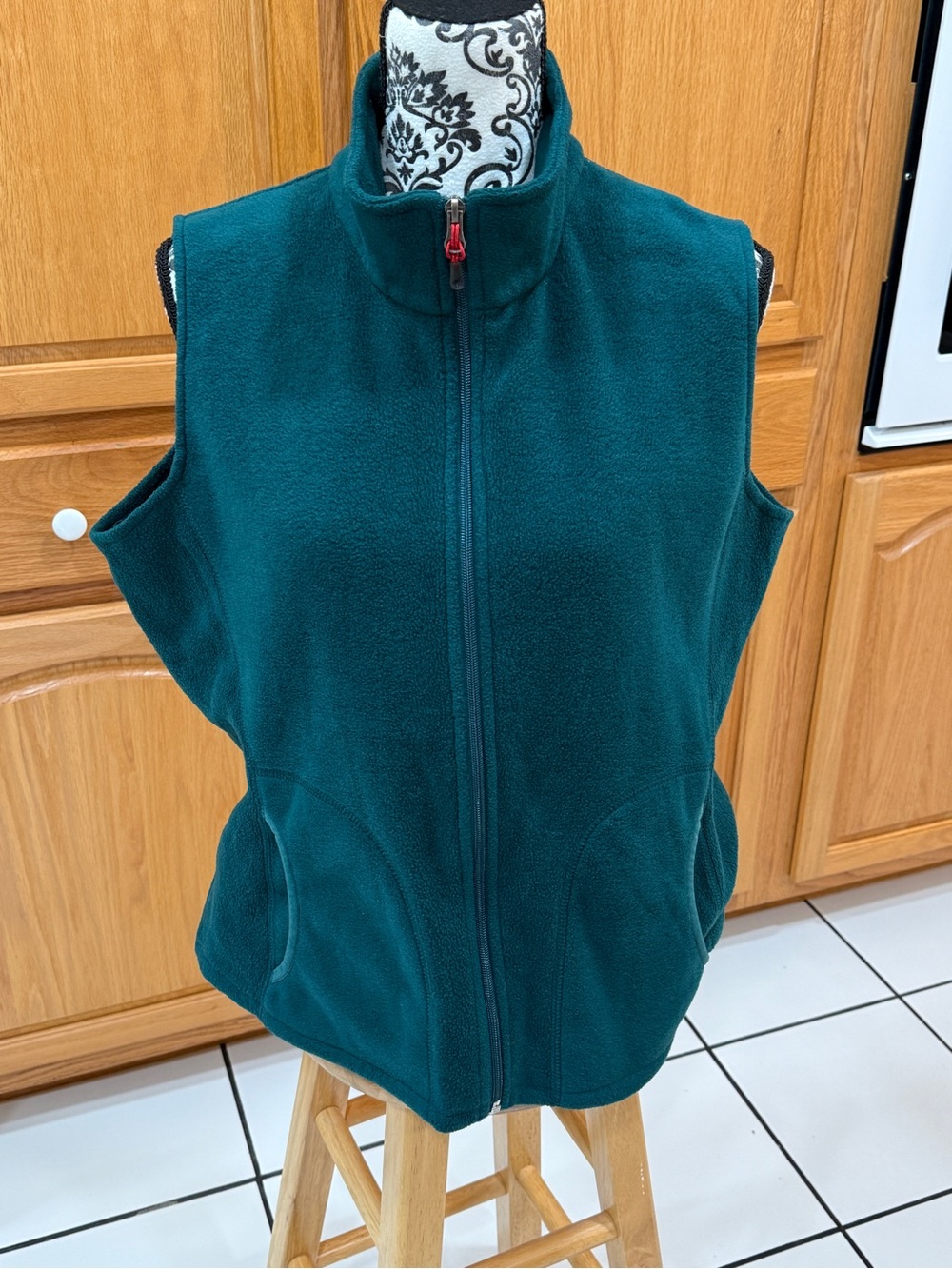 Woolrich Petite XL Deep Atlantic Teal Fleece Full Zip Vest Outdoor Gorpcore